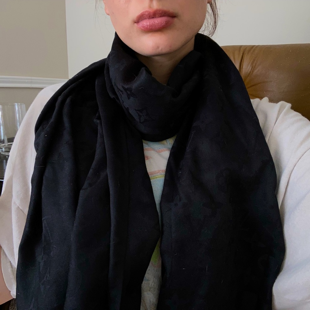 Louis Vuitton Black Silk Scarf